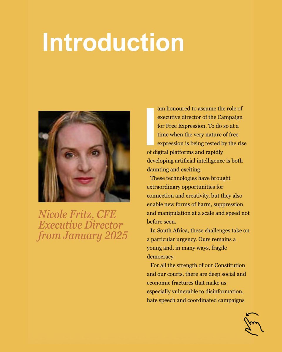 _FreeExpression's tweet image. A new era for free expression.

Nicole Fritz, Executive Director of the Campaign for Free Expression, introduces our Annual Freedom of Expression Report, a reflection on the challenges and opportunities shaping democracy in the digital age.

#FreeExpression