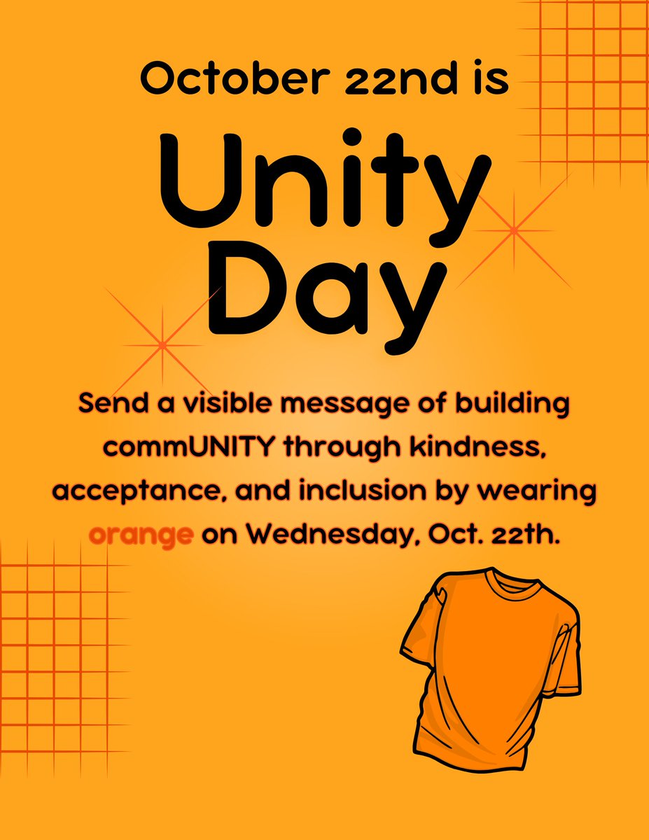 AFMSStudentServ's tweet image. Please celebrate UNITY DAY with us on Wednesday. Wear orange! 🧡 @AFMSChargers