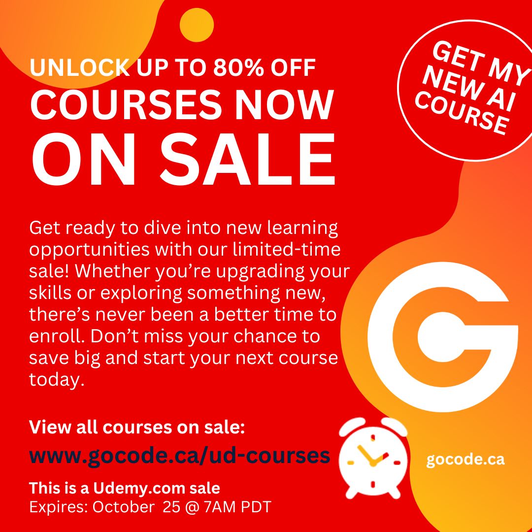 tsawler's tweet photo. 24 Hours Left! Unlock up to 80% Off Your Next Course!

View all courses on sale at:
https://t.co/M6oHexKeVi

Code expires: October 25, 2025 7:00 AM PDT.

#UdemyCoupon #udemy #Vue #websockets #react #python #laravel #ubuntu #microservices #concurrency #Fyne #ai https://t.co/ojHMD29sV5