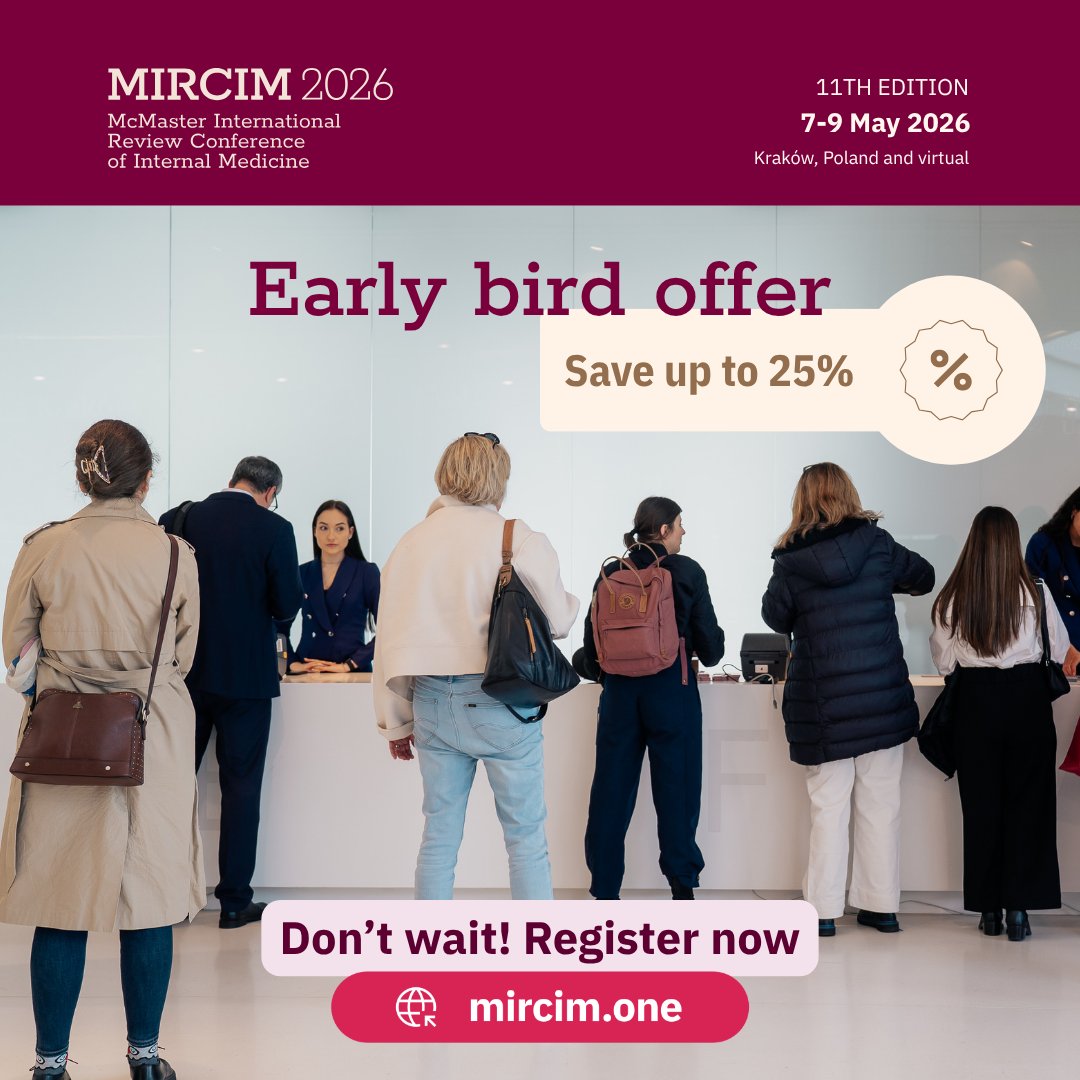 🐦 Register early for #MIRCIM2026 &amp; save up to 25%!
🎓60+ expert-led lectures
🌍 Speakers from top medical centers incl. <a href="/McMasterU/">McMaster University</a>
🎥 Live event + on-demand access
✨ Satellite events:
🔹 AI in Medicine
🔹 Young Talents Contest
🔗 Register now at mircim.one