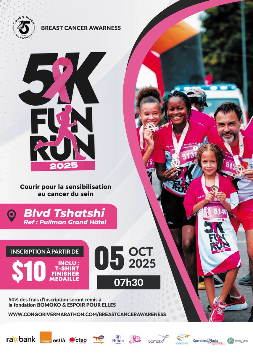 OS_DRC's tweet image. #Breast_Cancer_Awareness_Month
Des Km parcourus, un message porté : Ensemble contre le Cancer du sein ! 
À l’occasion du mois d’Octobre rose, OS RDC a participé en tant que partenaire médical au marathon de sensibilisation contre le cancer du sein organisé par le @congomarathon