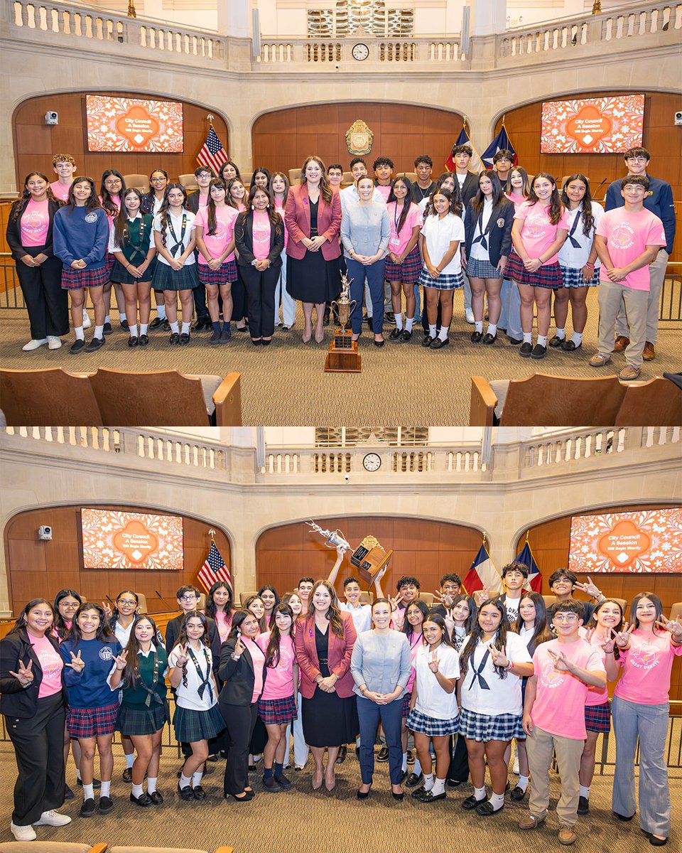 Mayor_GOJ's tweet photo. A proud day at A Session! We honored the incredible National Hispanic Institute Debate Champions for their hard work and excellence, and celebrated National Archives Month with a proclamation recognizing the vital role archives play in preserving our cityโs history.
#OneSA #CityCouncil #CommunityPride #EducationMatters