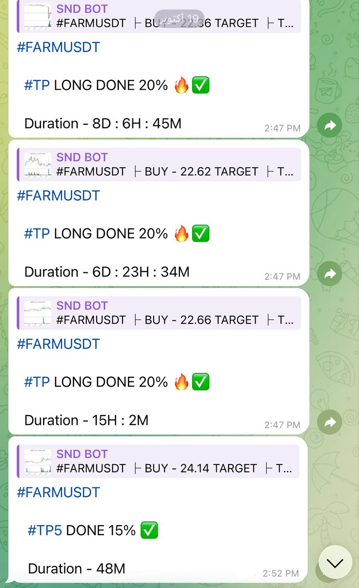 SNDP2P's tweet photo. اربع فرص لدخول ! 😎

حققت لنا اكثر من 75% 🚀

اسم العملة #FARMUSDT 

#بوتات #البيتكوين #باينس https://t.co/nSBbzHpXPG
