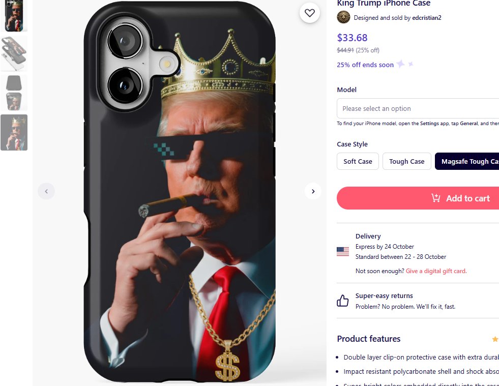 ed_crist's tweet image. King Trump PHONE CASE redbubble.com/i/iphone-case/…
.
good monday #MondayMotivation #phonecase #TrumpMerch #redbubble #NoKings like The king trump #thuglife #MAGA #AmericaFirst #thekingtheboss #TheKingEternalMonarch #kingtrump