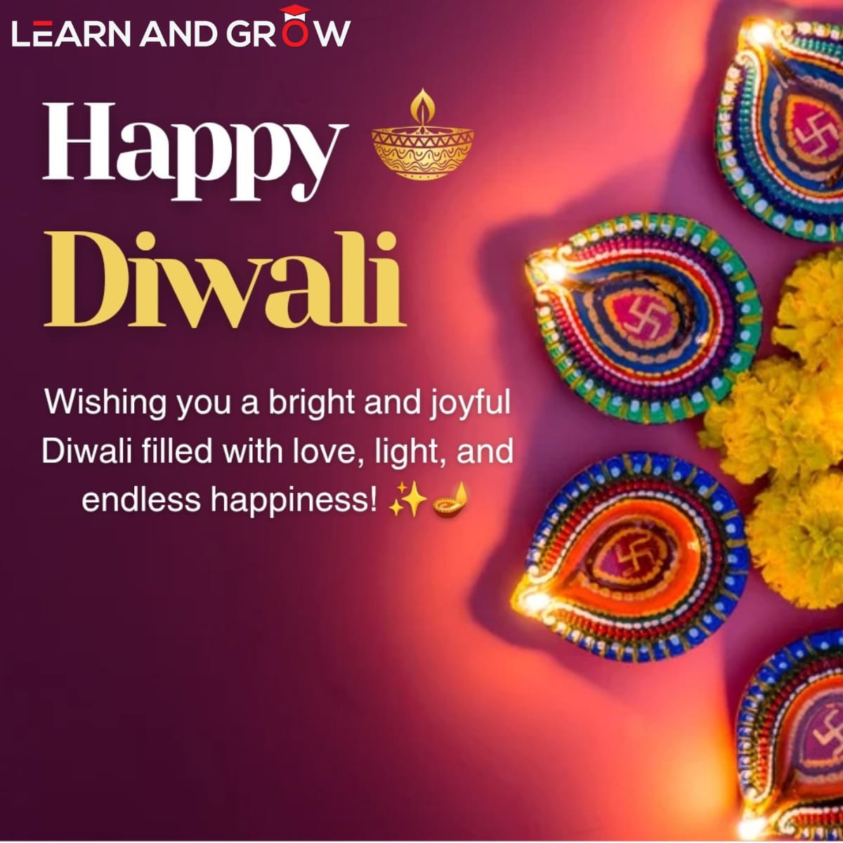 LearnandGrow_IN's tweet photo. Wishing you a prosperous and inspiring Diwali!  
May the festival of lights bring new growth, wisdom, and success to you and your loved ones. https://t.co/iAuniyIUXB