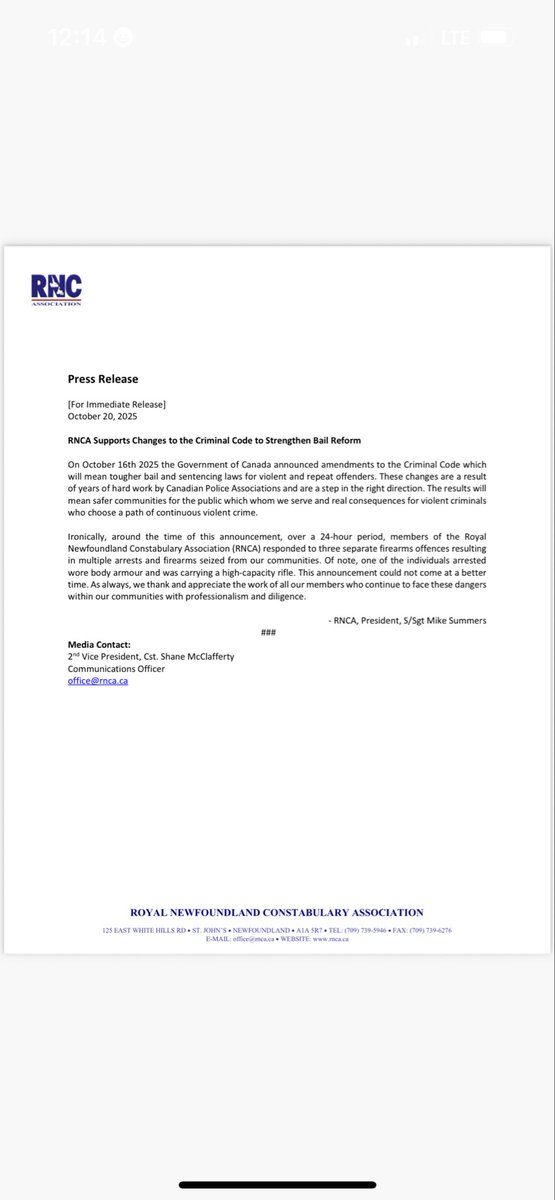 RNCA Media Release October 20th, 2025