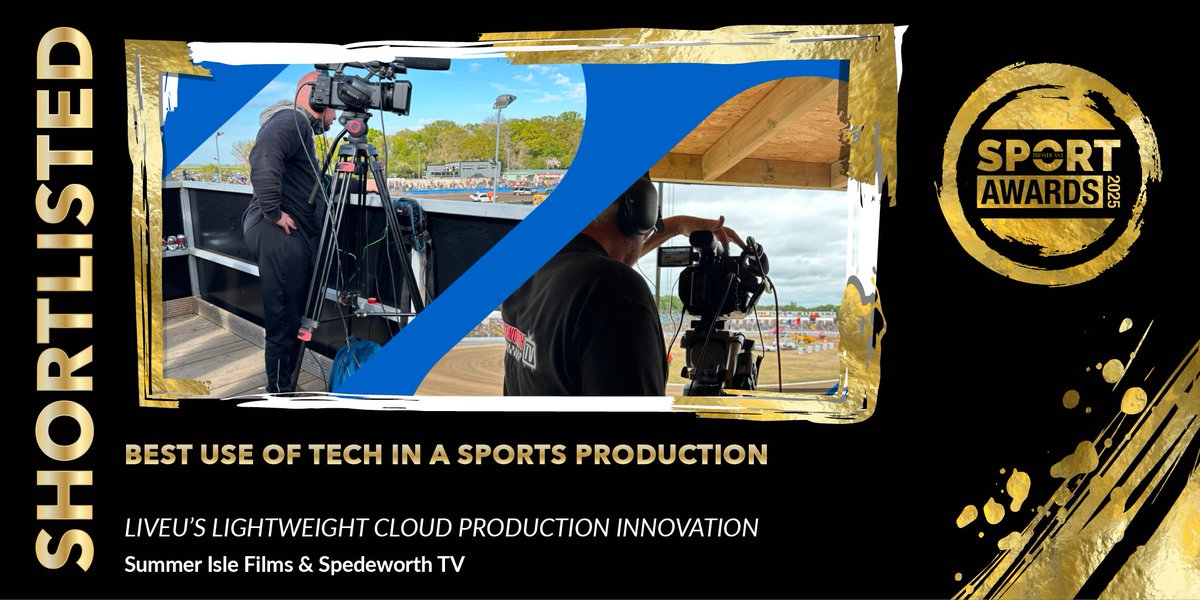 In the running for Best Use of #Tech In A #Sports #Production is LiveU’s Lightweight Cloud Production Innovation, <a href="/summerislefilms/">Summer Isle Films</a> <a href="/spedeworthtv/">Spedeworth TV</a>

✨Join us on the 13th November, book your table now! bit.ly/BSA25BookNow 

#BSportAwards25 #SportsMedia #Sport #Cloud