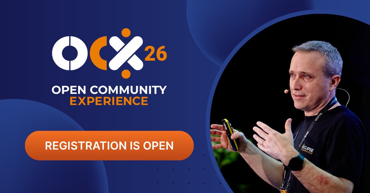 EclipseJavaIDE's tweet image. 🧰 Registration for #OCX26 is now open!
Step into the @ocfortooling where the future of developer environments is built, debated, and defined.
🎟️ Join us in Brussels: hubs.la/Q03PgYvS0
@ocxconference #opensource #conference #EclipseFdn #CloudDevTools #IDE