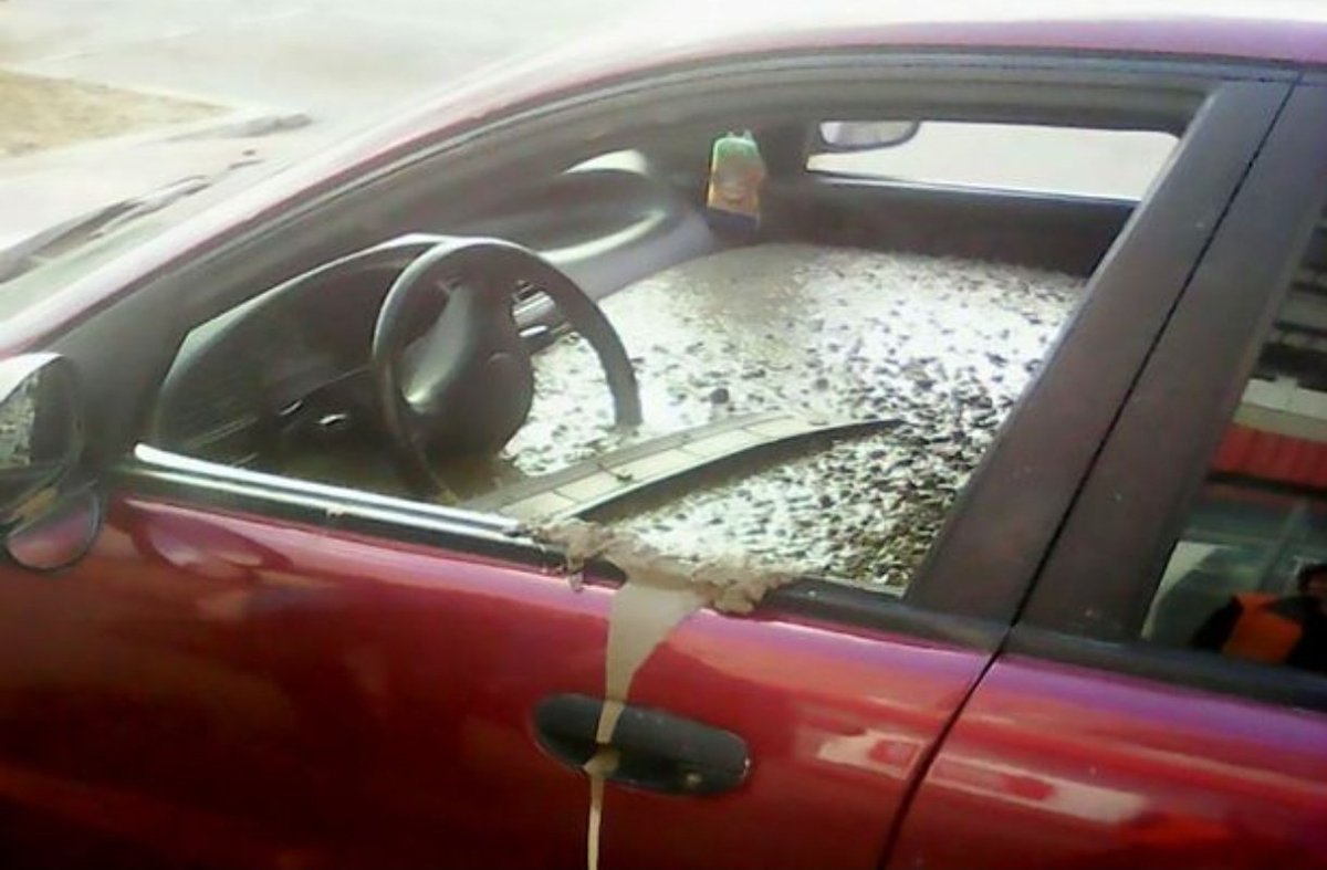 sakenexe's tweet image. Angry husband fills wife&apos;s car with concrete &apos;after she changed her surname&apos;