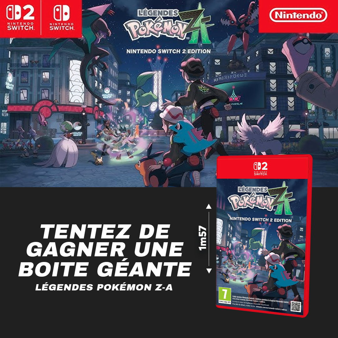 🔴 Tentez de gagner une boite géante Nintendo Switch 2 de Légendes Pokémon Z-A 🤩 1m57 de bonheur ! 

Pour participer, c'est extrêmement simple ⤵️
🔴 Like⁣⁣⁣, RT &amp; Follow <a href="/Micromania_Fr/">Micromania-Zing</a>
🔴 Mentionner en réponse un ami avec #MicromaniaPokémon

TAS dans 7 jours !