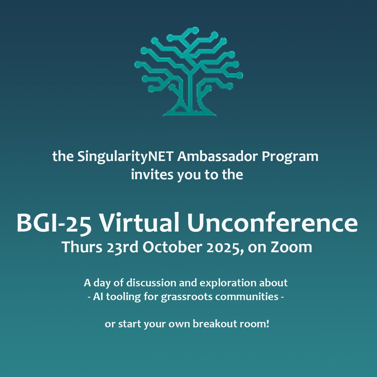 SNET_Ambassador's tweet image. 🌍 Join the BGI-25 Virtual Unconference!
We are hosting a BGI-25 Virtual Unconference. It is an open, collaborative space for innovators, researchers, and thinkers shaping the future of longevity science and decentralized biotech.

Be part of the conversation driving the next…
