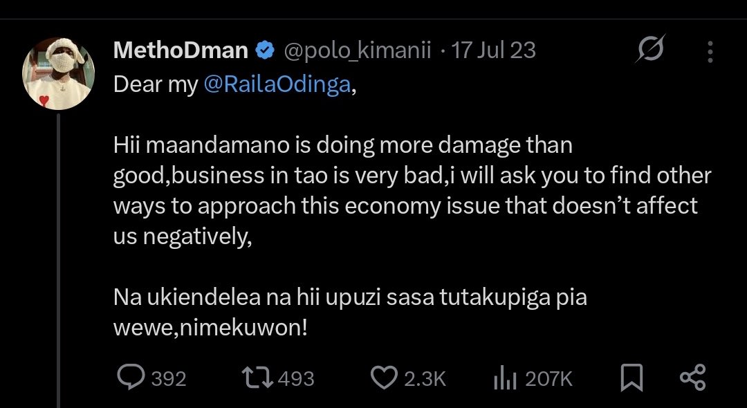 Asamoh_'s tweet photo. Oya @polo_kimanii demonstrations are bad for our economy. No more maandamano 🤣🤣🤣 https://t.co/UKHWNChGbr