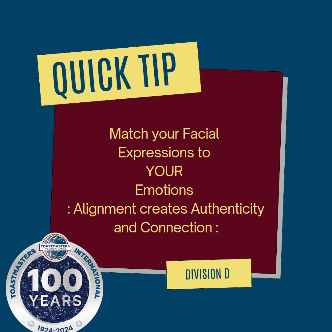 dartoastmasters's tweet photo. 🎭 Quick Tip for Speakers!
Your face tells a story before your words do — make sure they match!
✨ Align your facial expressions with your emotions to create authenticity and true connection.
#Toastmasters #PublicSpeaking #Communication #Leadership #DivisionD https://t.co/1h2h15Blxj