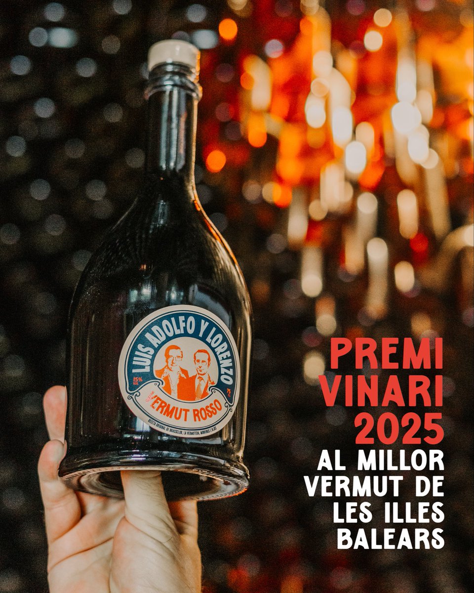 La_Vermutera's tweet photo. @PremisVinari 2025 
AL MILLOR VERMUT DE 
LES ILLES BALEARS!

Això és un somni fet realitat! Encara esteim digerint l’aniversari dels 10 anys de La Vermutera d’aquets cap de setmana i ens cau aquest premi maravellós. És increïble! https://t.co/ewRkGp8Cny