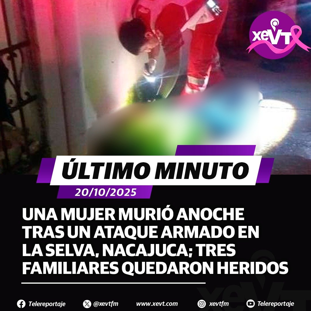 xevtfm's tweet photo. 🔴  #ÚltimoMinuto | Una mujer murió anoche tras un ataque armado en La Selva, Nacajuca; tres familiares quedaron heridos https://t.co/XQPt7lyvpn