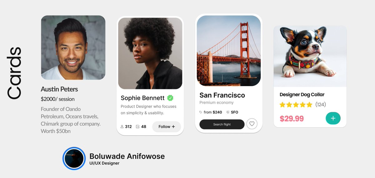 BoluAnifowoshe's tweet photo. Cards may be small, but they define how users browse, choose, and connect.
@ytprogramming @UIUX_COMMUNITY
#uiuxLorem #uxdesign #designinspiration #VisualHierarchy #productdesign #designthinking https://t.co/XG7sQ7mwsH