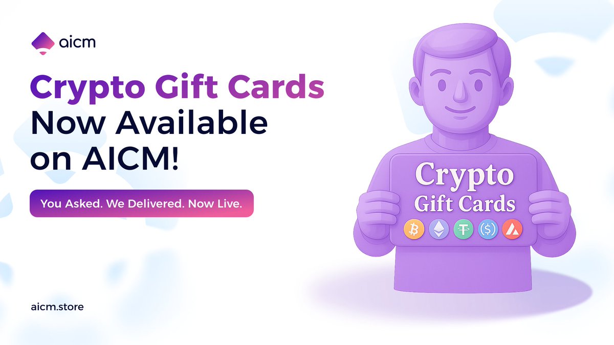 Your gift cards still hold value, let’s unlock it.

Swap them for crypto easily with Crypto Gift Card on $AICM.

Link: app.aicm.store/services-crypt…