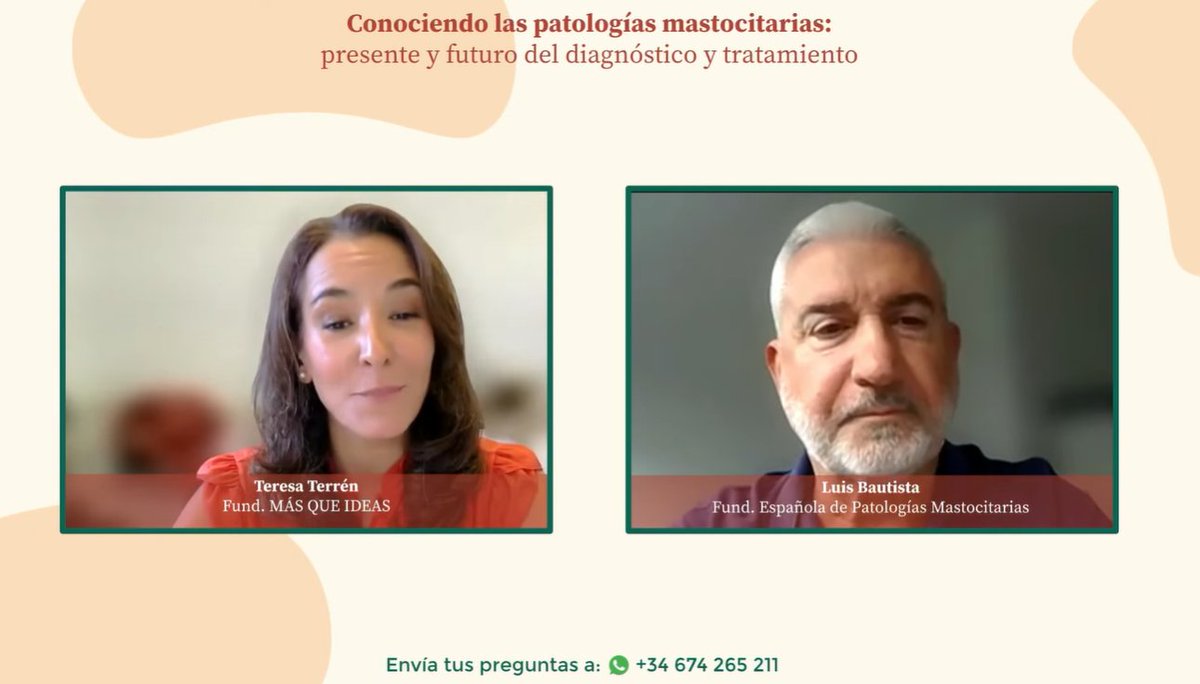 😀Comenzamos la primera sesión del ciclo de encuentros virtuales "Patologías mastocitarias: diagnóstico y salud mental"

💡1ª sesión: "Conociendo las patologías mastocitarias: presente y futuro del tratamiento"

🔛 youtube.com/watch?v=RhrYjZ…