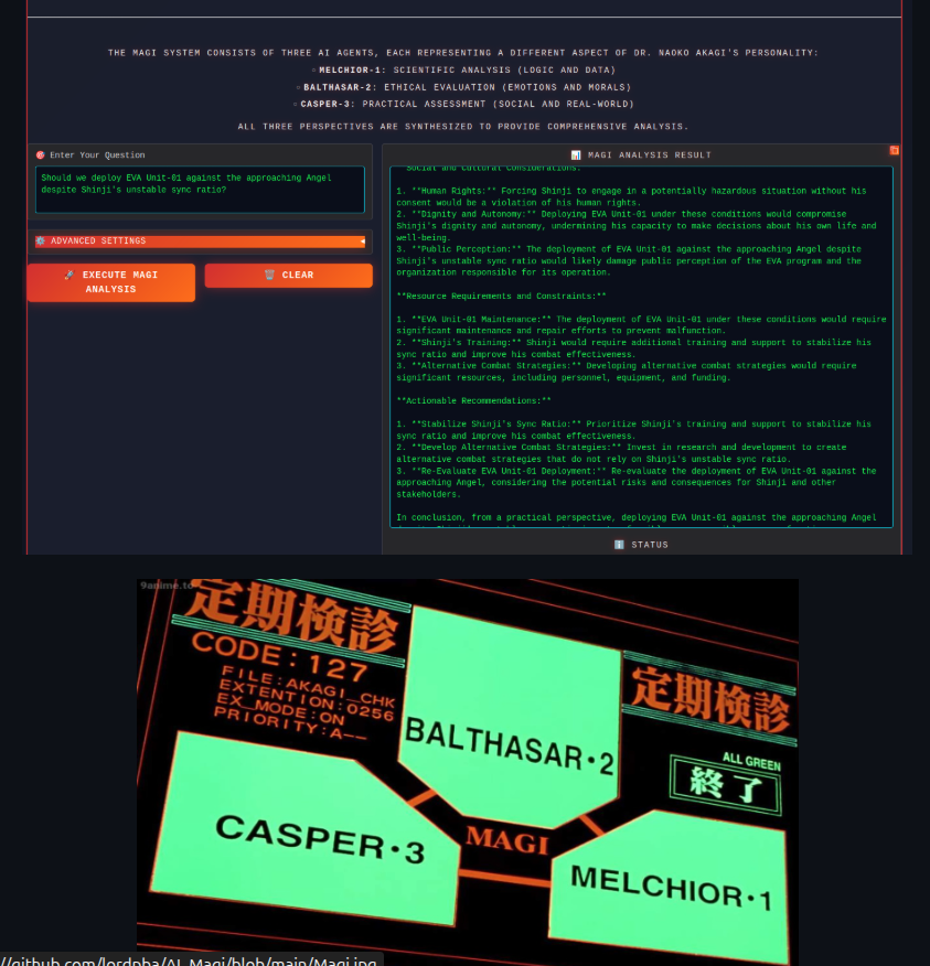 _LordPBA_'s tweet image. its been a while I was silent, meanwhile, have fun with my new MAGI System :))
github.com/lordpba/AI_Magi
