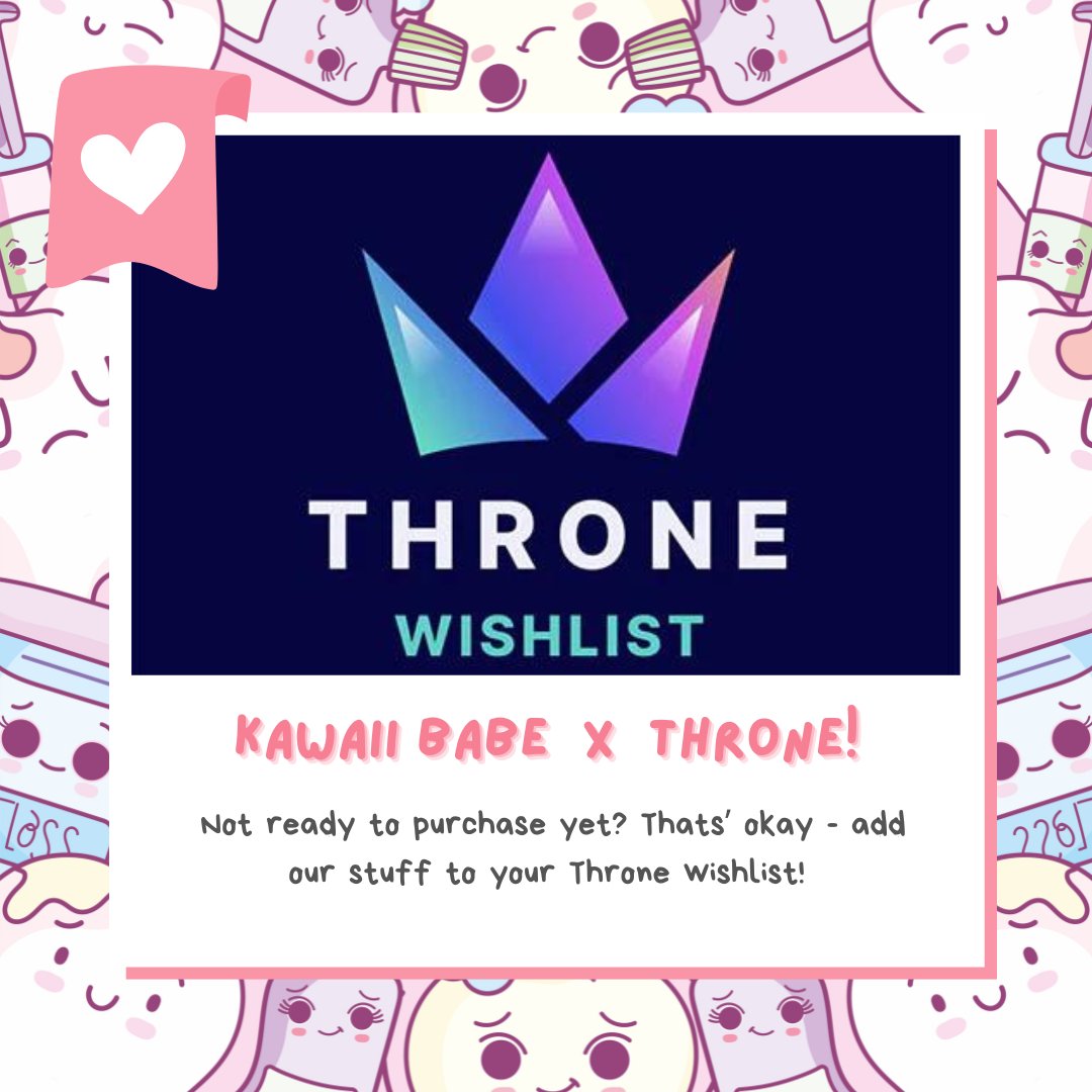 👑 Just a friendly reminder that we're an official Throne partner store! 

🎁 We've been known to randomly send gifts from our shop to cuties on Throne, so be sure to have of our stuff on your wishlist ready for us to gift! 

💖Add cuuute stuff here: throne.com/products/US/br…