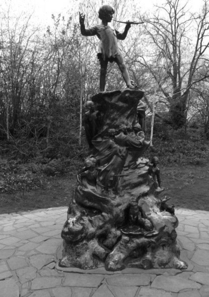 Knowledgepoint's tweet image. The statue of Peter Pan in Kensington Gardens, was erected in secret overnight in 1912. The sculptor was Sir George Frampton. 
J.M.Barrie was at this time living in a  house nearby in Bayswater Road.