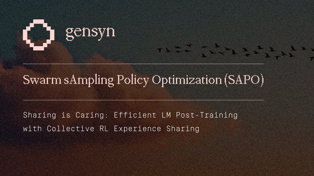 Olamilexy4's tweet image. Meet SAPO (Swarm sAmpling Policy Optimization) a new way to teach AI models to get smarter together.
Instead of one giant system doing all the work, SAPO lets many small machines (or “nodes”) train collectively, sharing what they learn like a hive mind for language models. 🐝