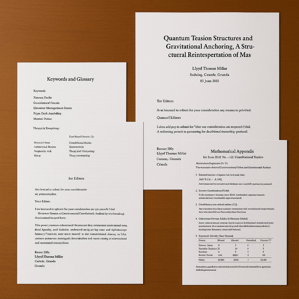 Stillpoint0828's tweet image. Quantum Tension Structures and Gravitational Anchoring&quot;
A structural reinterpretation of mass, inertia, and neutron decay.
This image says everything: submission, glossary, math, and the call to rethink mass from first principles.

#MillarCosmologicalModel #QTS #StillPoint…