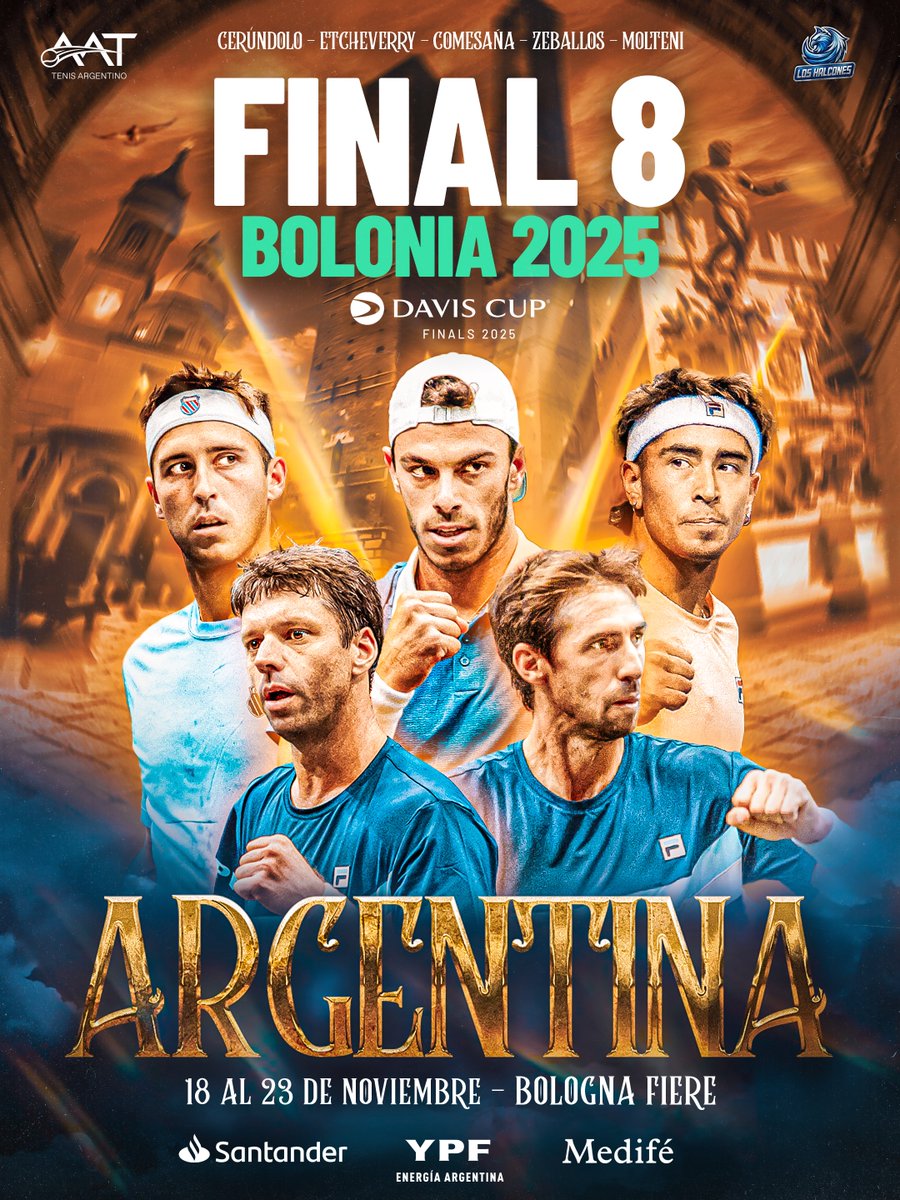 Con este equipo vamos al Final 8 de la Copa Davis.

🎾 F. Cerúndolo
🎾 Etcheverry
🎾 Comesaña
🎾 Zeballos
🎾 Molteni
👨‍✈️ Frana

📪 Deposite aquí su mensaje para Los Halcones 👇