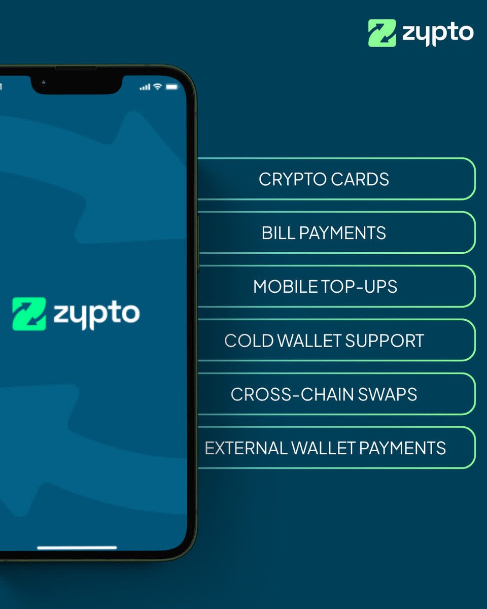 Zypto App (@zyptoapp) on Twitter photo Crypto moves fast, so should your crypto app.
With Zypto App, you get:
β
 Crypto cards
β
 Bill payments
β
 Mobile top-ups
β
 Cold wallet support
β
 Cross-chain swaps
β
 External wallet payments
All inside one of the best mobile crypto apps with global support.
π Crypto moves fast, so should your crypto app.
With Zypto App, you get:
β
 Crypto cards
β
 Bill payments
β
 Mobile top-ups
β
 Cold wallet support
β
 Cross-chain swaps
β
 External wallet payments
All inside one of the best mobile crypto apps with global support.
π