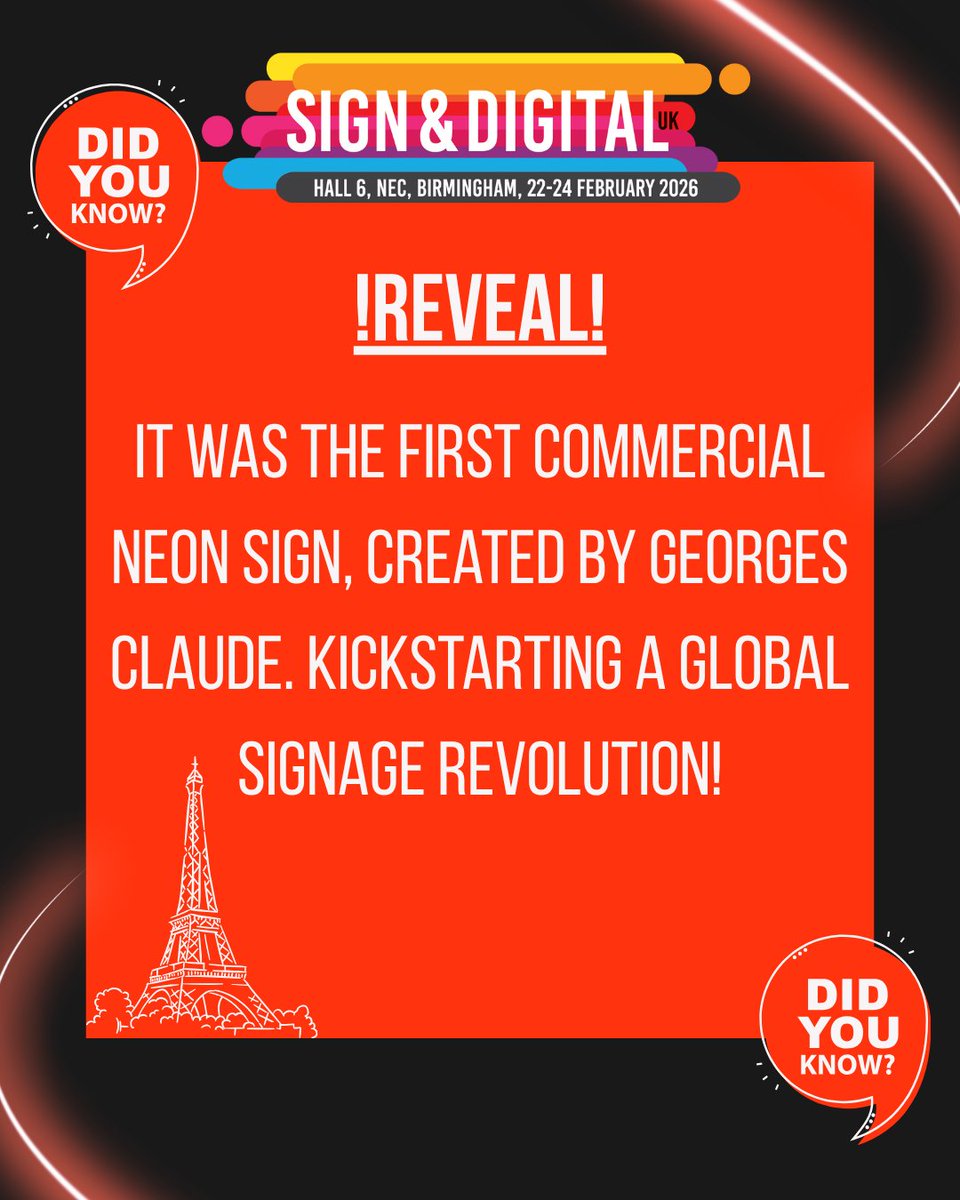 Signanddigital's tweet image. 📍The reveal is here! 
 
💫The invention that sparked the beginning of a signage revolution and changed the way people chose to advertise was...

#signanddigital #signanddigitalUK2026 #SDUK2026