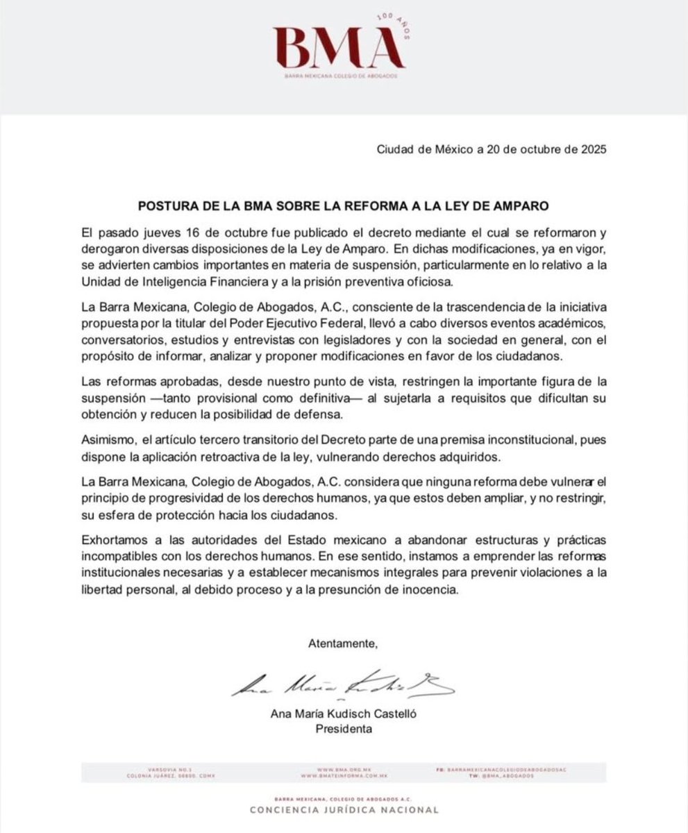 bufeteruizduran's tweet photo. En BRD Abogados nos sumamos a la postura de la @BMA_Abogados sobre la reforma a la Ley de Amparo.

https://t.co/BbyX5y3mC1

#BRDAbogados #Penalistas #México https://t.co/M5h3WvmuxL