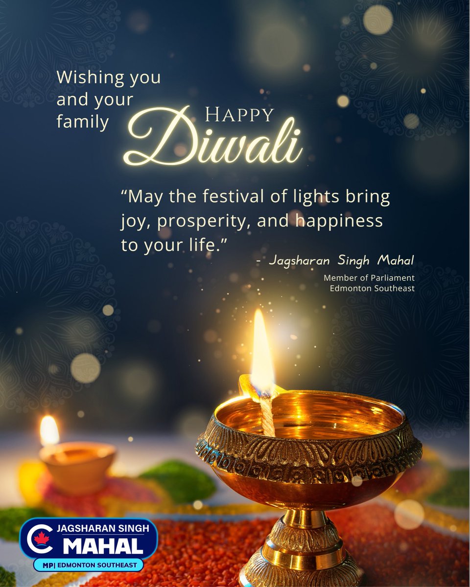 As we celebrate the festival of lights, may your homes be filled with peace, your hearts with gratitude, and your days with prosperity.

From my family to yours—Happy Diwali!🪔

#JagsharanSinghMahal #Diwali2025 #FestivalOfLights #EdmontonSoutheast #CommunityCelebration