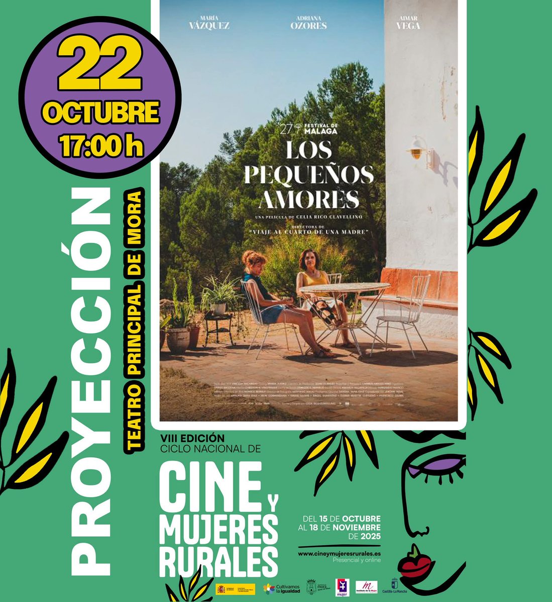 Tras la proyección de la película disfrutaremos de la conferencia "Los pequeños amores, las grandes fuerzas: mujeres y asociaciones que transforman lo cotidiano" un encuentro con @siguelaestela_ #cineymujeresrurales #DiadelasMujeresRurales
