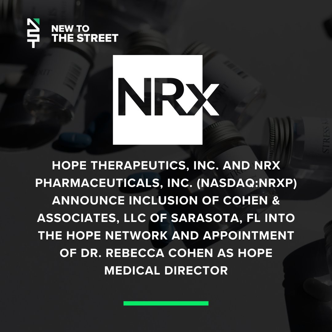 NewToTheStreet's tweet image. Hope Therapeutics & @NRxPharma Strengthen Their Network! 🌍💙
Cohen & Associates, LLC of Sarasota, FL has officially joined the HOPE Network, expanding access to advanced, patient-focused care. 🙌🏻
The companies also announced the appointment of Dr. Rebecca Cohen as HOPE Medical…