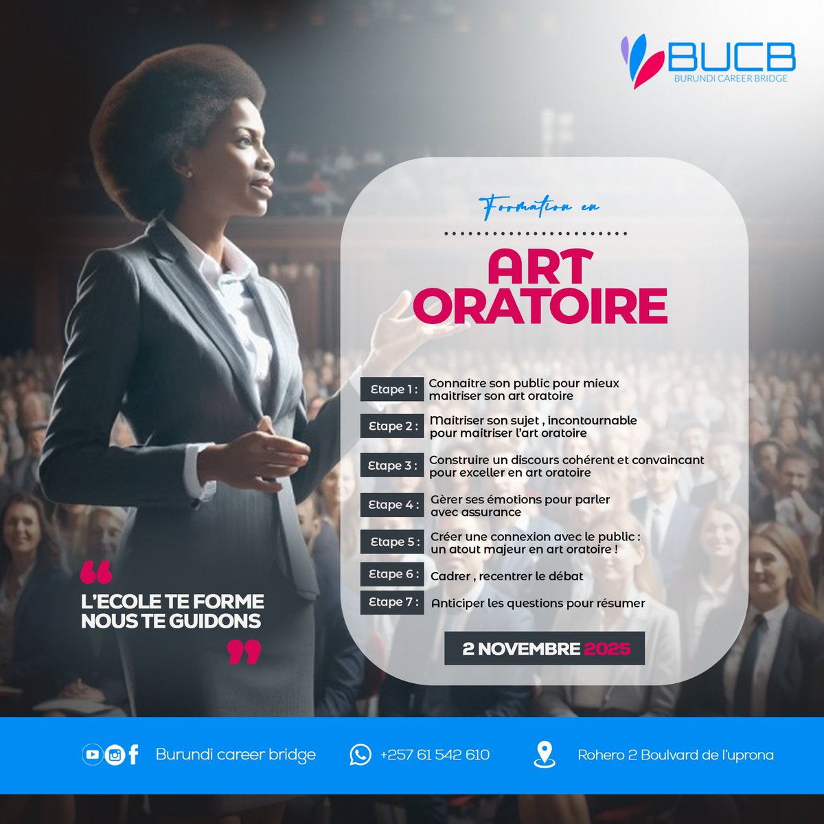 L'art oratoire n'est pas une simple compétence, aujourd'hui c'est votre super-pouvoir 🗣️et le levier stratégique de votre réussite . 

Transformez vos mots en influence et vos idées en décisions.

Rejoignez notre Master-Classe Intensive en Art Oratoire : docs.google.com/forms/d/e/1FAI…