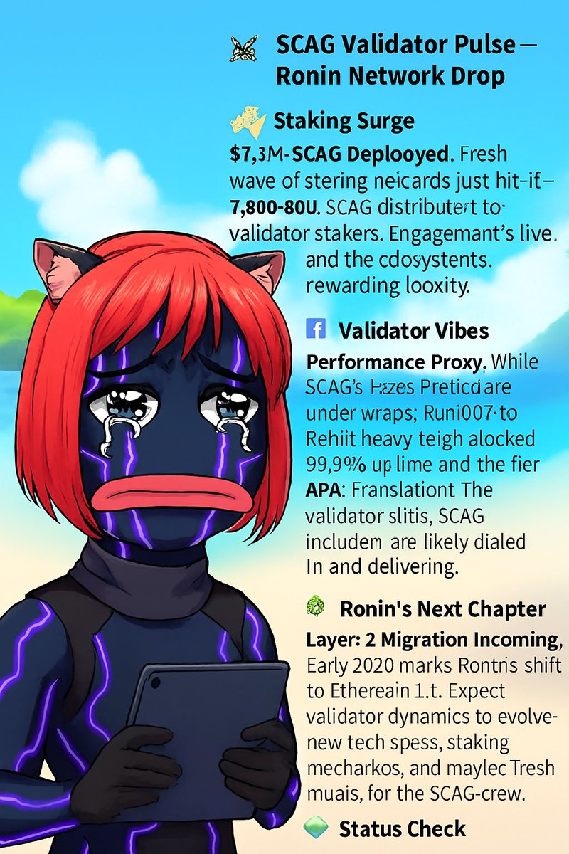 ⚔️ $CAG Validator Pulse Ronin Network Drop

💸 Staking Surge

• 7.5M $CAG Deployed: Fresh wave of staking rewards just hit 7,500,000 $CAG distributed to validator stakers. Engagement’s alive, and the ecosystem’s rewarding loyalty.

📊 Validator Vibes

• Performance Proxy: While