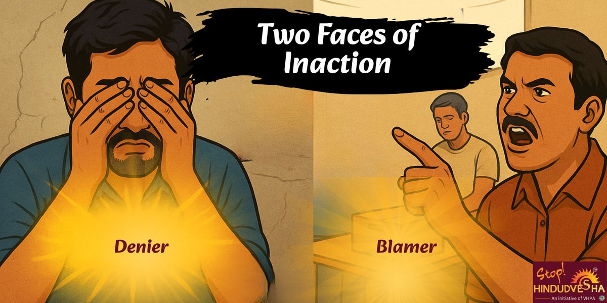 Two types of Hindus write to us — one scared of “division,” another furious that no one’s fighting back. Both miss the point. 
stophindudvesha.org/between-denial…
The disease is deeper — denial on one side, despair on the other. 
We’ve mistaken silence for peace. It cost us everything.
If