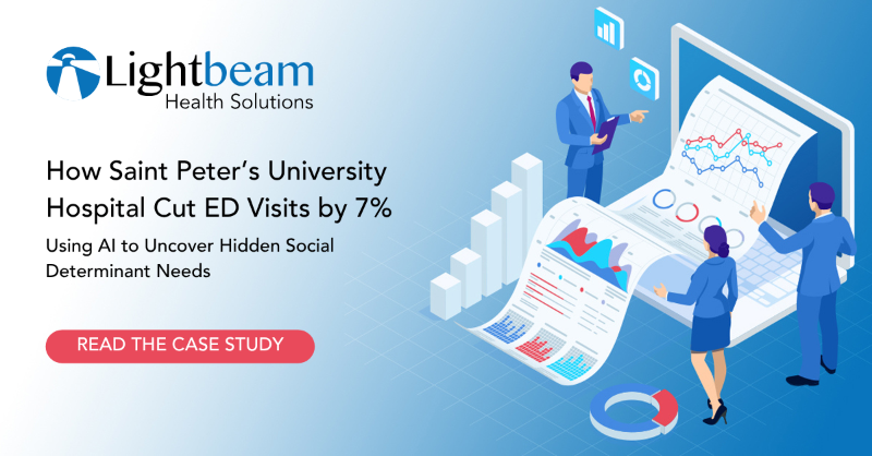 LightbeamHealth's tweet photo. 7% fewer ED visits.

AI-guided SDOH insights that connect patients to the support they need.
See how Saint Peter’s achieved measurable results with Lightbeam AI.

Read the case study below.