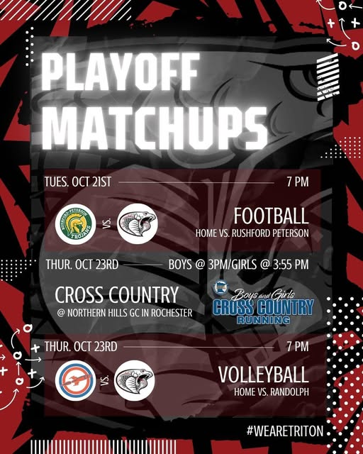 Football &amp; Volleyball admission prices are $10/Adults, $5/Students. No passes or senior citizen discounts for playoff games.
Go Cobras!