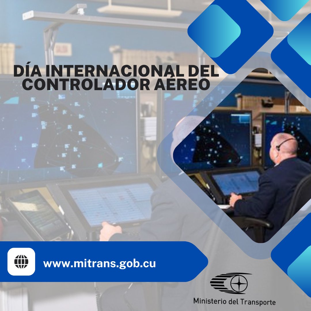 Cada 20 de octubre se celebra el Día Internacional del Controlador Aéreo. Desde #TransporteCuba reciban nuestras felicitaciones los profesionales que dirigen el tránsito de aeronaves en nuestro espacio aéreo.