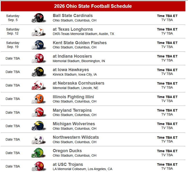 2027 Buckeye Football Schedule