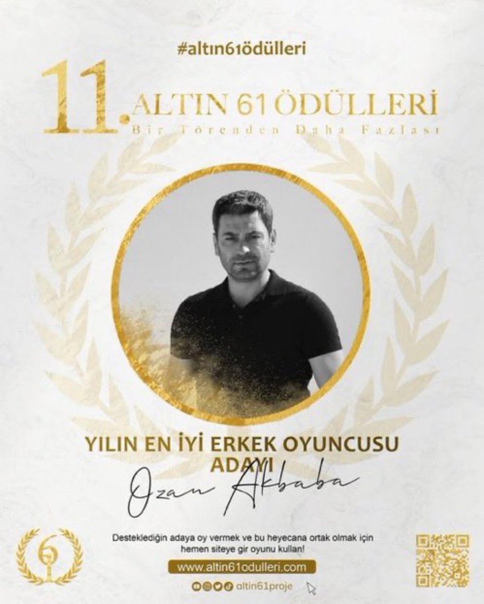 #OzanAkbaba  "Altın 61 Ödülleri"nde "Yılın En İyi Erkek Oyuncusu" Ödülüne Aday Gösterildi.
Oy vermek için 👇👇👇👇

altin61odulleri.org/contact-8