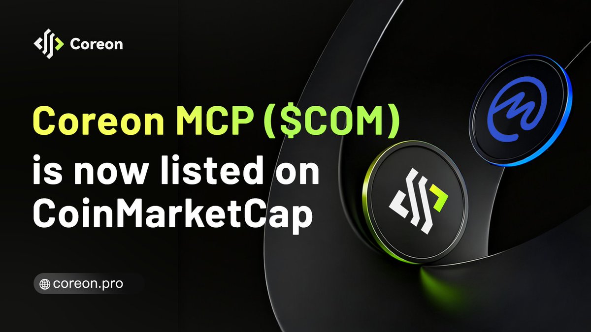 CoreonMCP's tweet image. Coreon MCP ($COM) is now listed on @CoinMarketCap!
Check us out & add $COM to your watchlist 👇
👉 coinmarketcap.com/currencies/cor…
Intent → Execution. On-chain. Always.