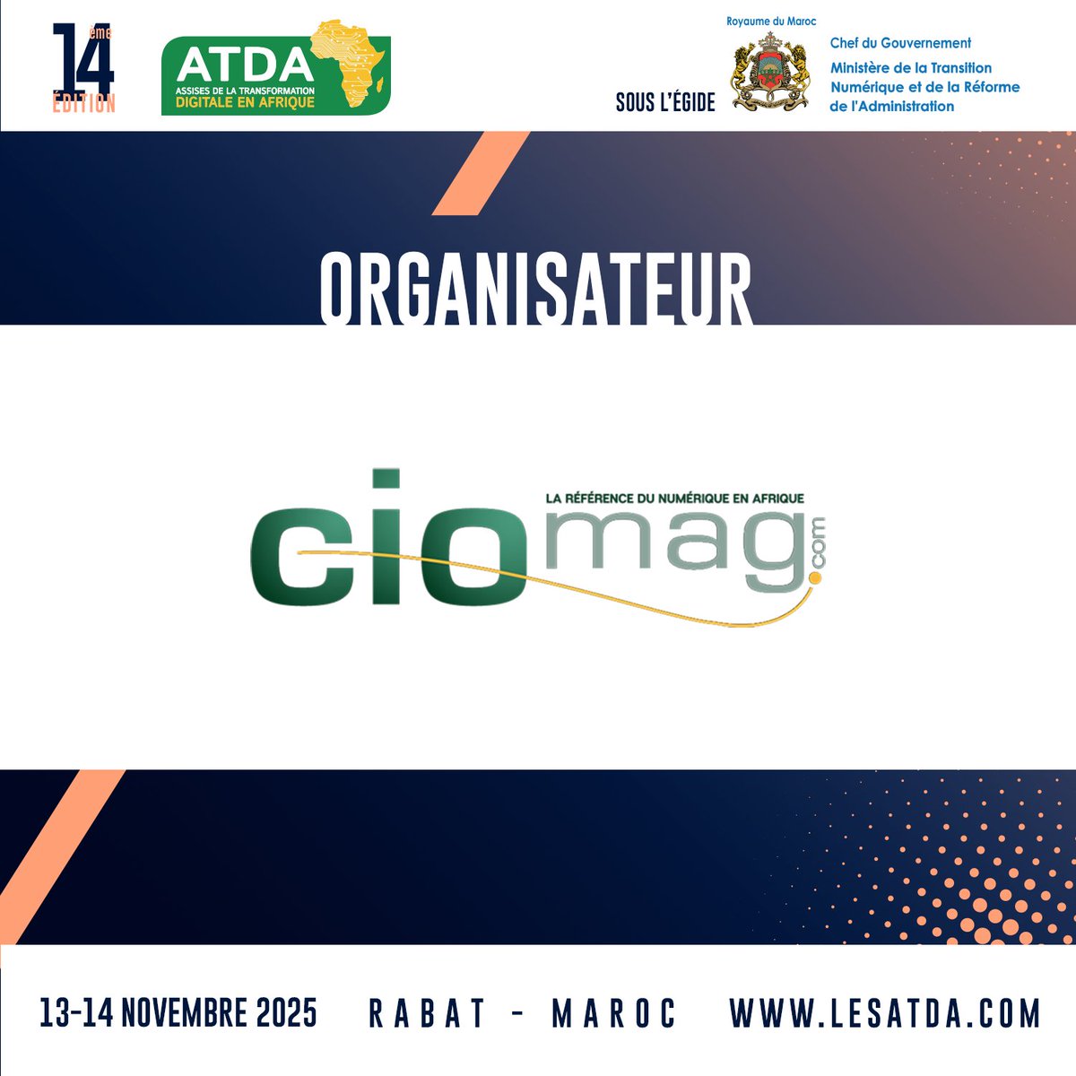 💡 Organisateur #ATDA2025 : CIO MAG

Depuis 2011, <a href="/ciomag1/">CIO MAG</a> réunit décideurs et IT managers africains pour partager expertise, innovation et bonnes pratiques numériques.

13-14 nov. 2025 | #Rabat - #Maroc 

👉 lesatda.com/inscription-20…

#ATDA #Morocco #Afrique #Africa