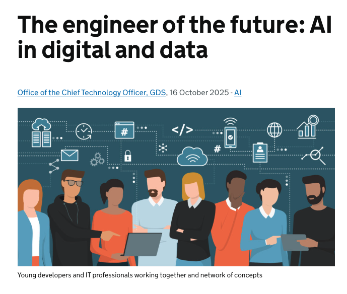 swinhoe's tweet image. I see the AI slop is spilling over into the GDS blogs now..
What does that image caption say exactly ?? 🙄🤨🤔😟
technology.blog.gov.uk/2025/10/16/the…
