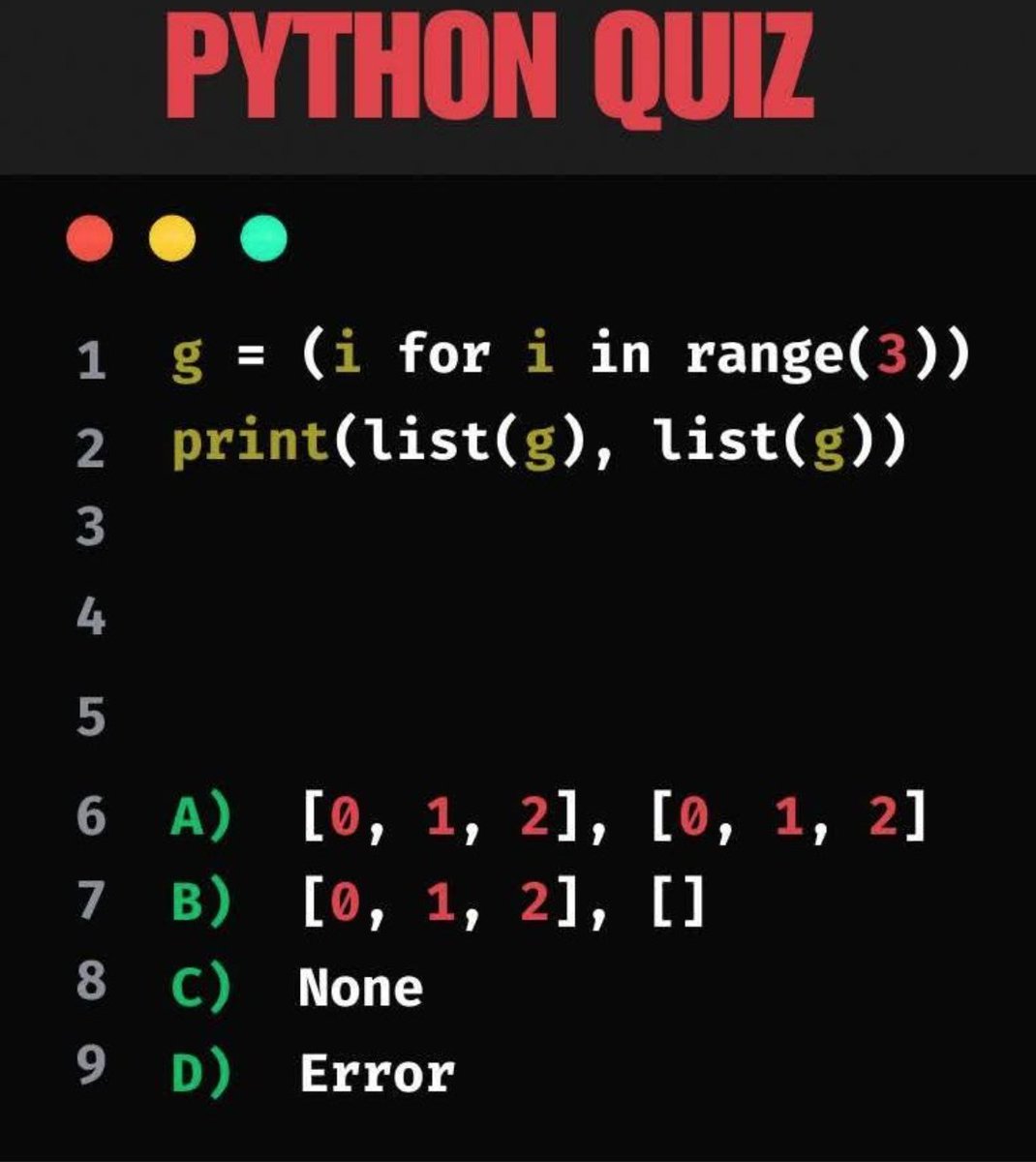 PythonPr's tweet image. Python Question / Quiz; What is the output of the following Python code, and why? Comment your answers below!