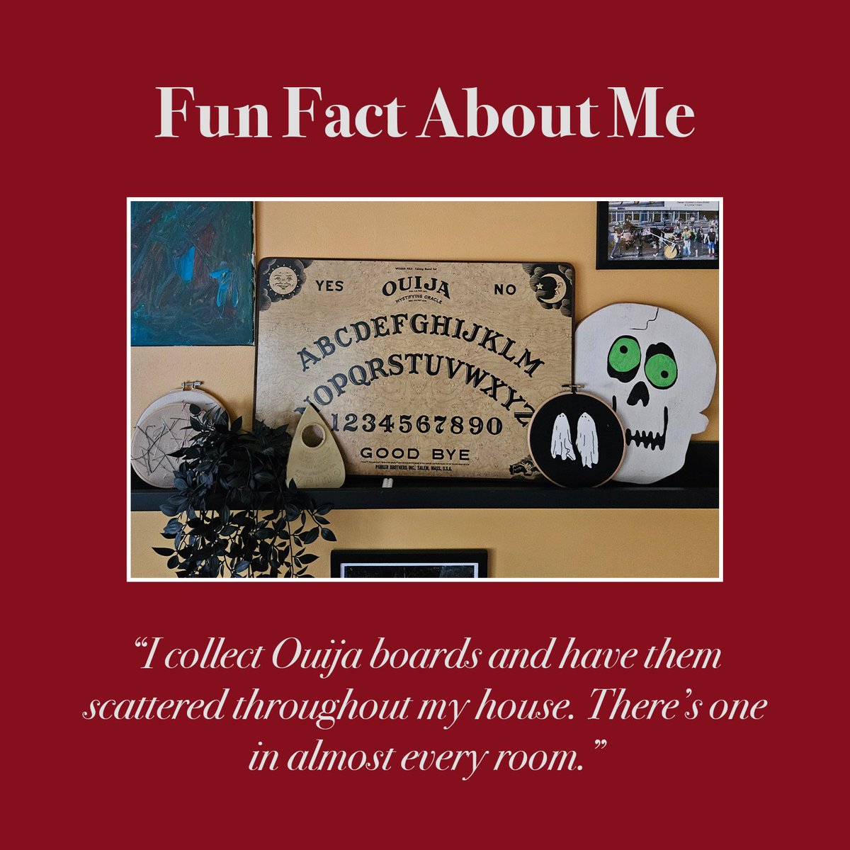 Meet Sarah! Sarah Sweeney is the head of Digital Production Services and manages the Digital Repository Service. She also has some wild book recommendations and a connection with the other side, thanks to her Ouija board collection! 👻

#MeetTheStaff