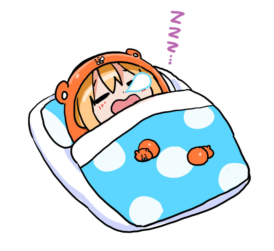 「おやすみ〜 #うまるちゃん」|サンカクヘッドのイラスト
