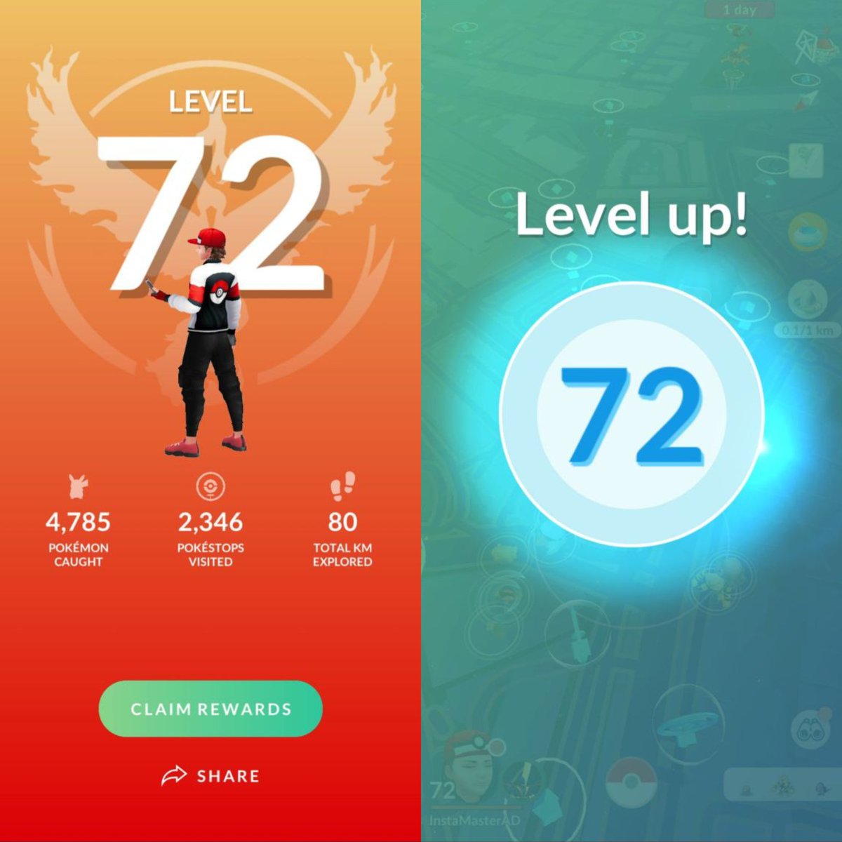 InstaMasterAD's tweet image. #Level72  Done 🥳🎉
 #PokemonGOApp #PokémonGO
