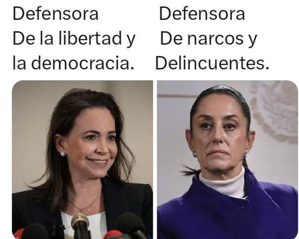 𝕂𝕒𝕔𝕙𝕠𝕞𝕒𝕟 (@kachoman1) on Twitter photo No le encuentro fallas a esta Imágen...
<a href="/Claudiashein/">Claudia Sheinbaum Pardo</a> <a href="/MariaCorinaYA/">María Corina Machado</a>
Ustedes que dicen? No le encuentro fallas a esta Imágen...
<a href="/Claudiashein/">Claudia Sheinbaum Pardo</a> <a href="/MariaCorinaYA/">María Corina Machado</a>
Ustedes que dicen?